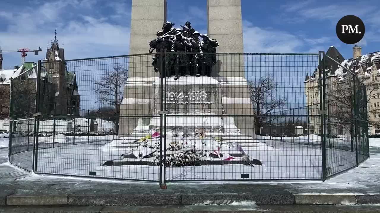 The National War Memorial in Ottawa has been fenced off