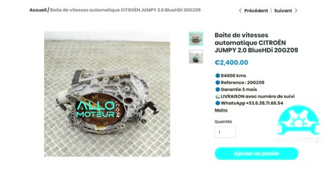 ALLOMOTEUR.COM - Boite de vitesses automatique CITROËN JUMPY 2.0 BlueHDi 20GZ09