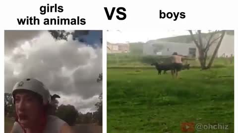 Girls vs boys with animals