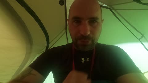 Vlog in the tent. Raining.