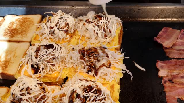 Chrispy Cheese Bacon Toast/Korean Street Food