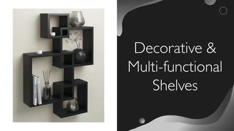 Greenco Espresso Floating Cube Shelves