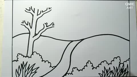 Rainbow Scenery Drawing | Landscape drawing with Mountain and Rainbow - Drawing Class- 12
