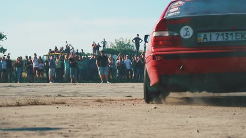 Rally. Sports car in slow motion. Drift