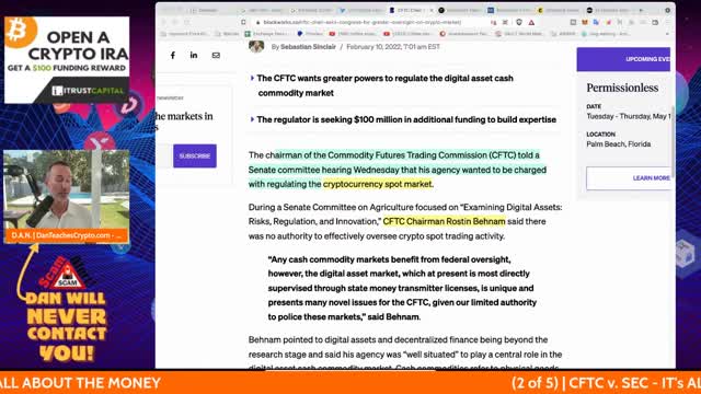 Senate Hearing on Crypto. The CFTC and the SEC are in a battle to regulate crypto