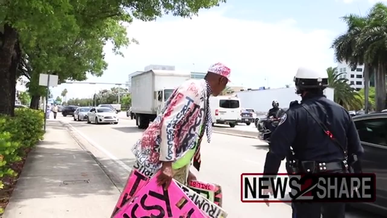 Counter protesters confront MAGA supporters in Miami ahead of Trump indictment