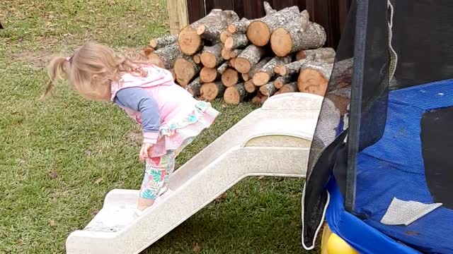 Toddler Bounces off of Slide