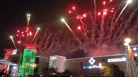 New Year fireworks 2024 Al Faisaliah tower_ Riyadh_ Saudi Arabia _ 2023 Happy New