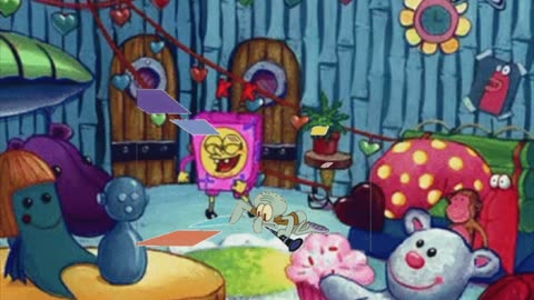 Squidward Is Playing With Tiles While SpongeBob Dances Near His New Stuff 🧸