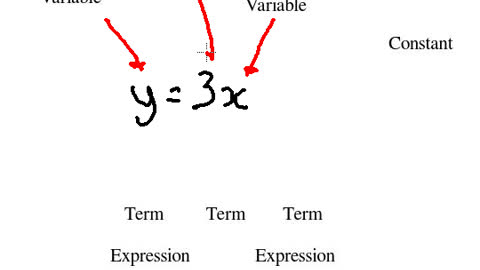 Labelling parts of an Equation; y=3x