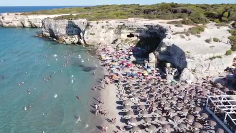 crystal clear water shot with drone