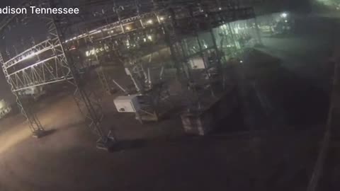 The Moment a tornado ran into an electrical substation near Nashville, TN