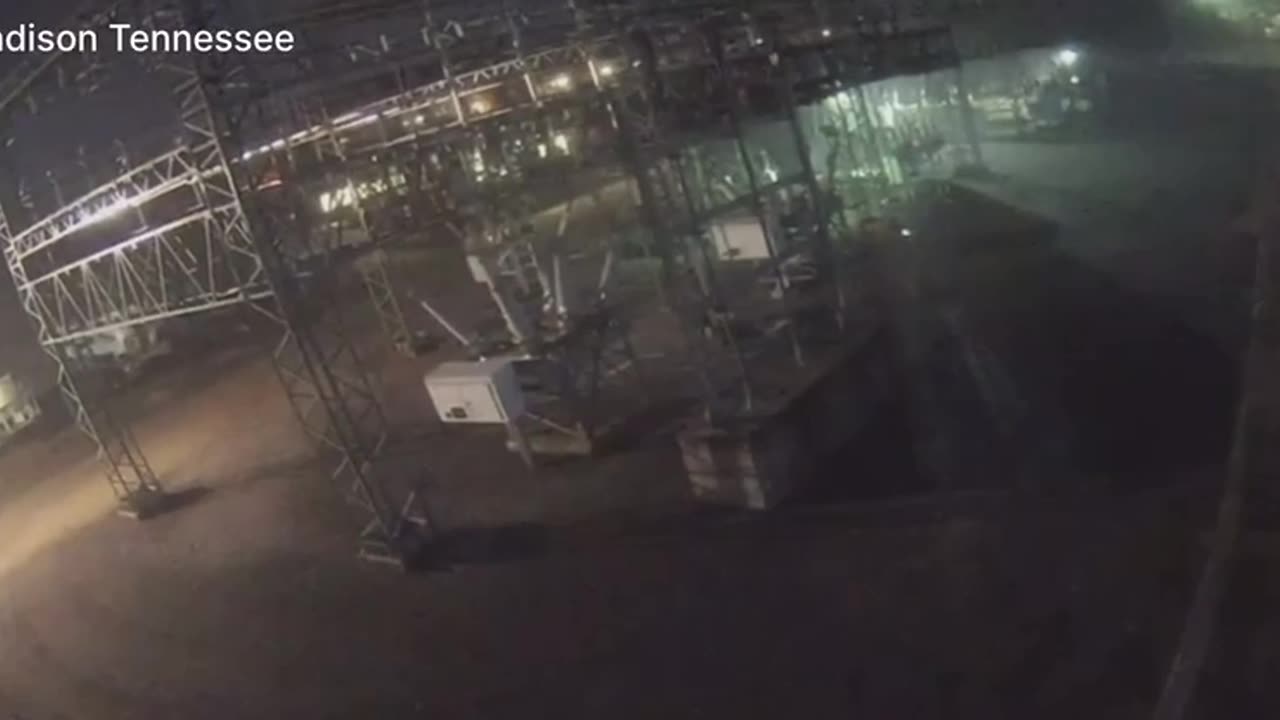 The Moment a tornado ran into an electrical substation near Nashville, TN