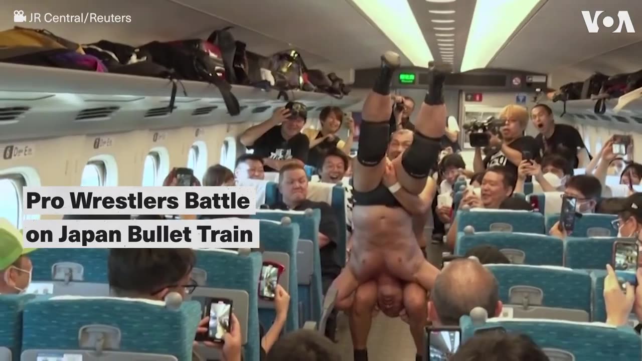 Pro Wrestlers Battle on Japan Bullet Train | VOA News