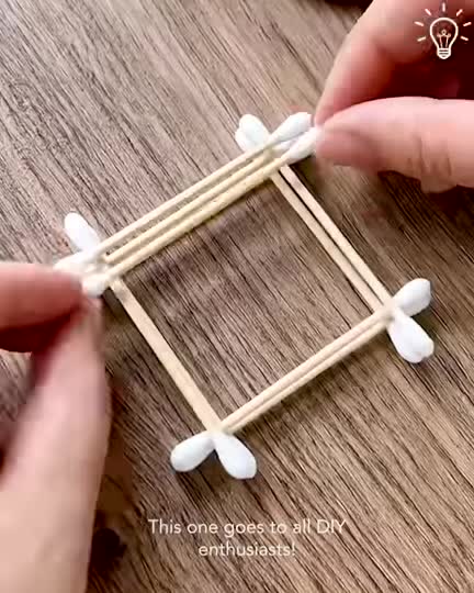Small DIY house from cotton swabs