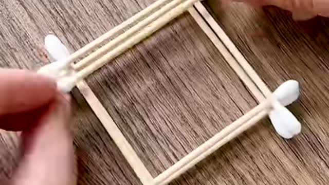 Small DIY house from cotton swabs