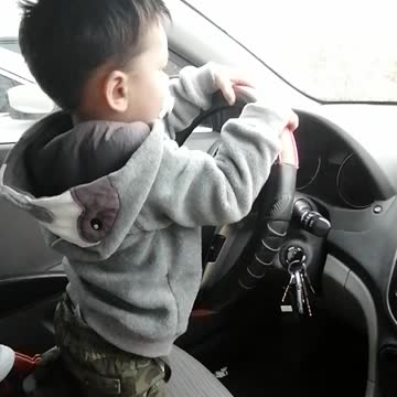 My son trying to drive ❤️