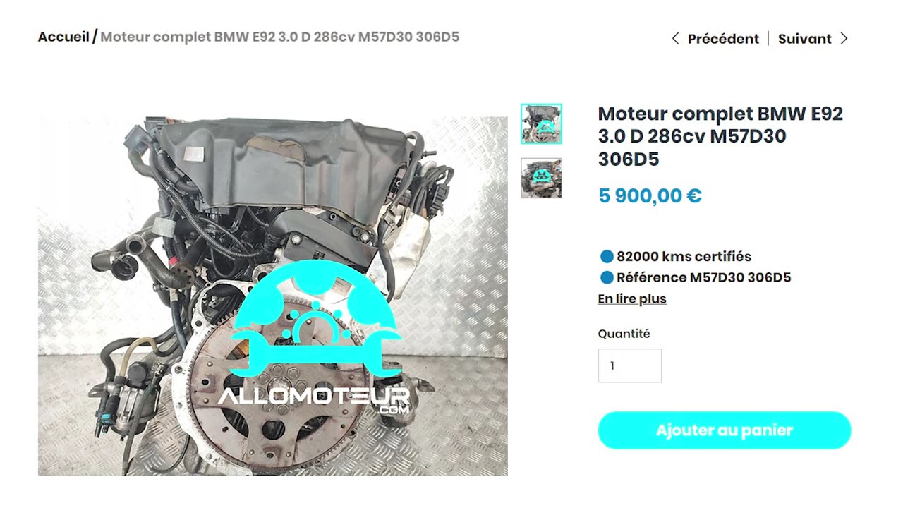 Moteur complet BMW E92 3.0 D 286cv M57D30 306D5