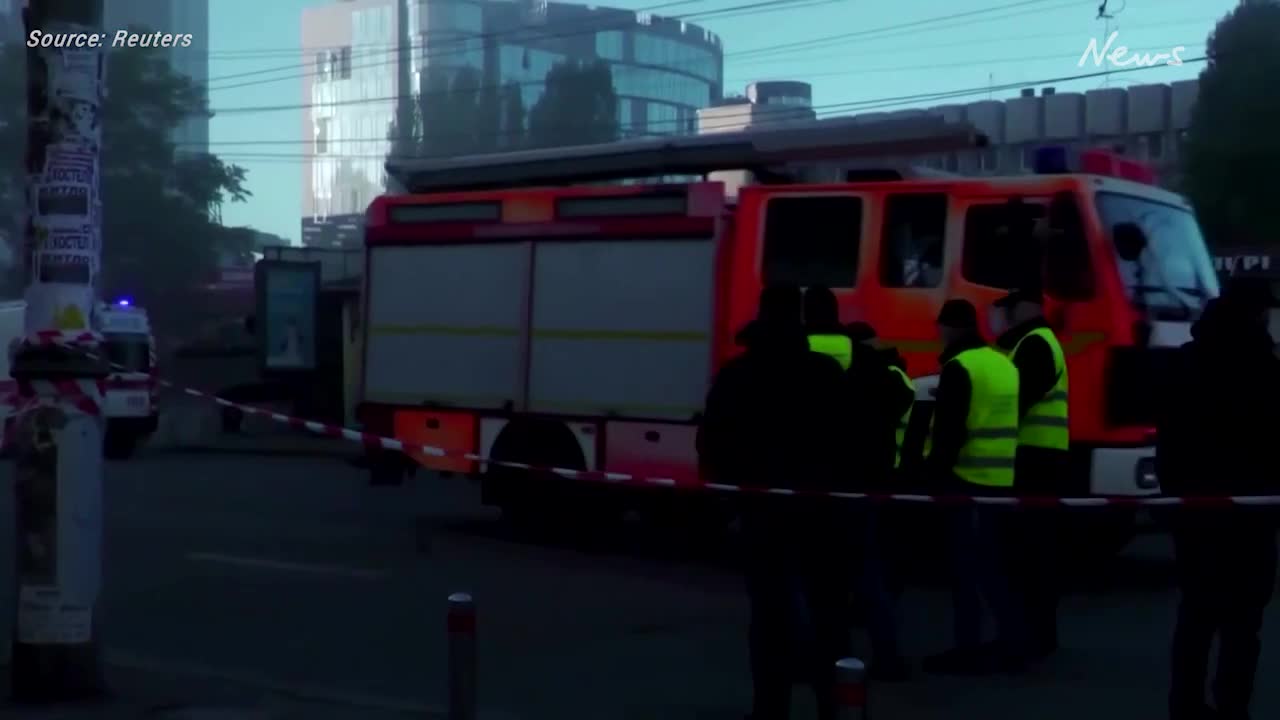 Residents scramble for shelter as blasts rock Kyiv