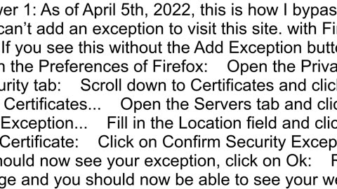 How to get through security error pages in firefox browser