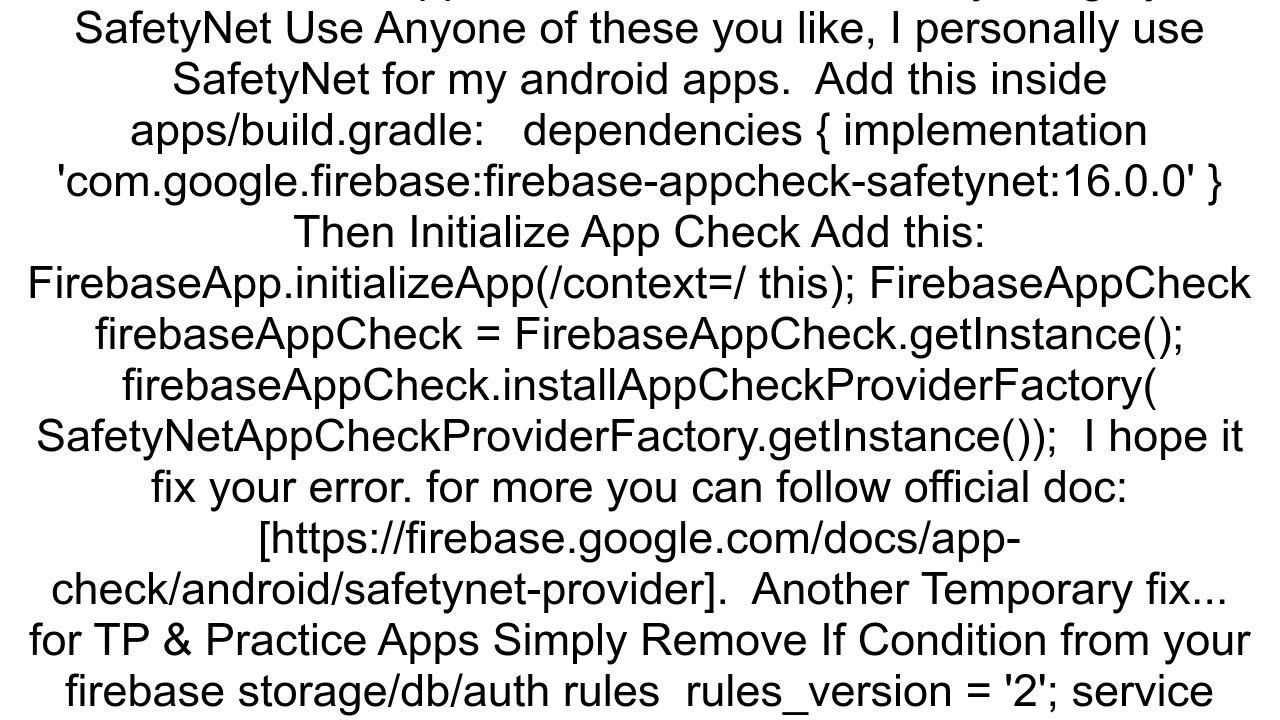 Error comgooglefirebaseFirebaseException No AppCheckProvider installed