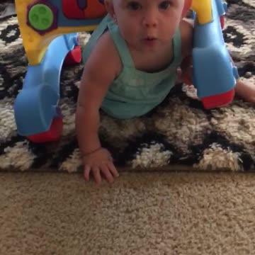 Cute baby thinks she's a turtle!