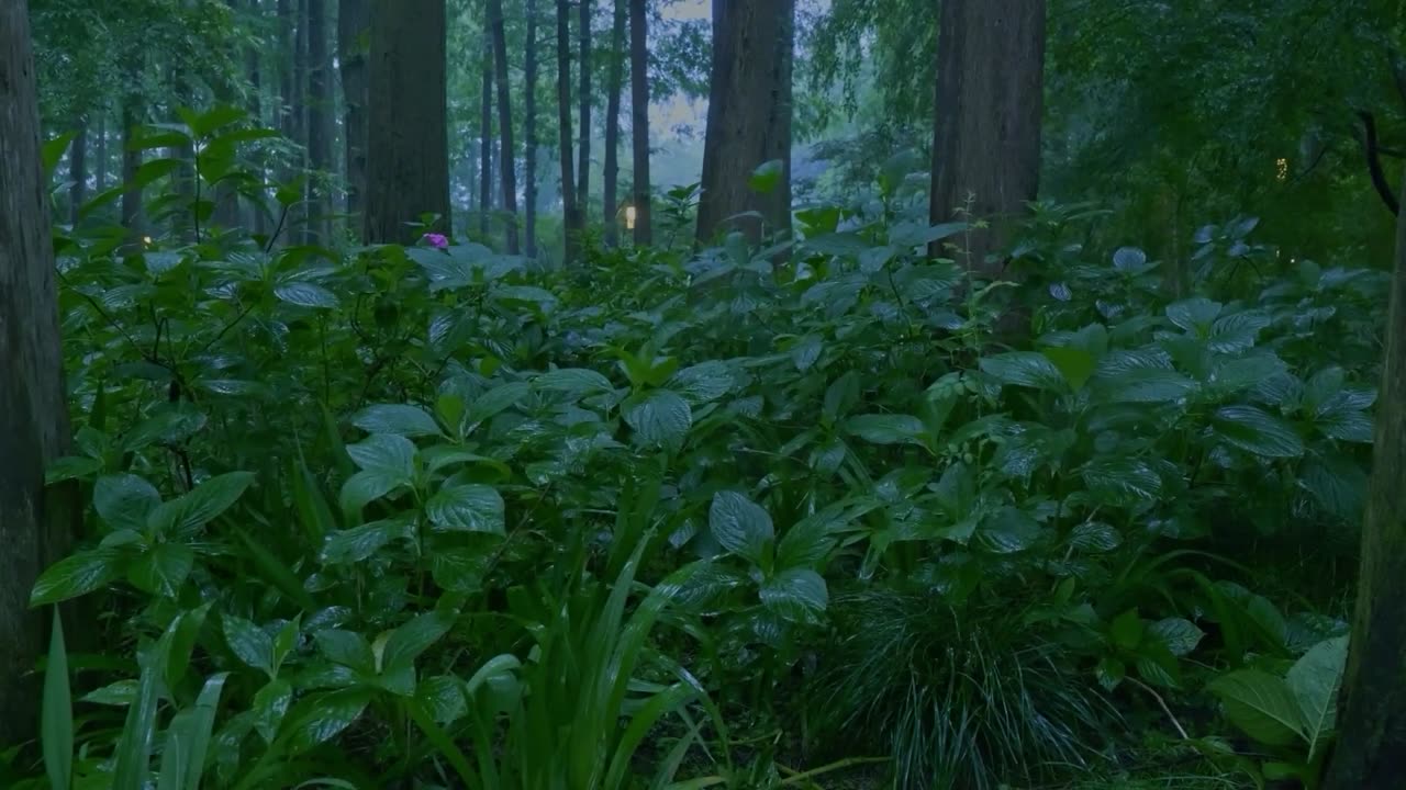 The beautiful forest is raining, sleep, relax, meditate, study, work, ASMR