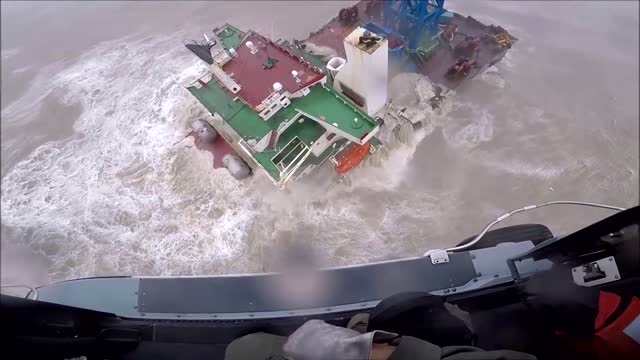 Crew rescued from sinking ship as storm hits HK