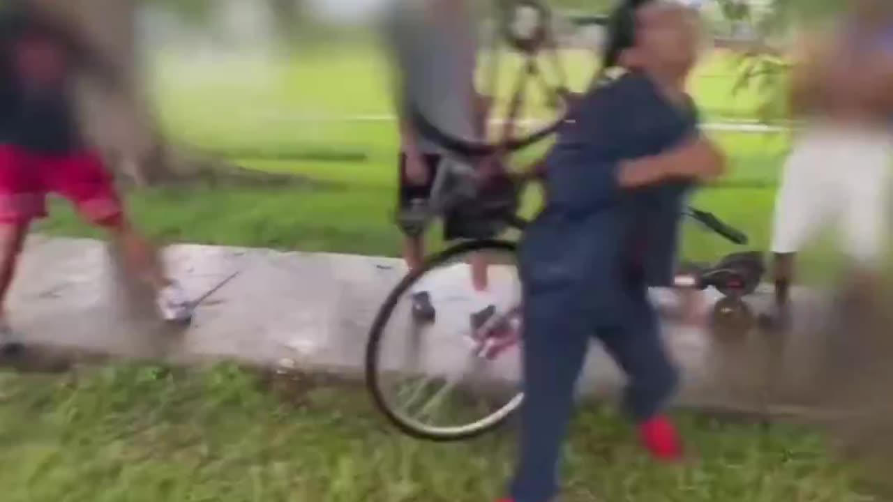 CHILD PREDATOR GOT SMACKED AND HIT WITH A BIKE FOR TRYING TO MEET A LITTLE GIRL