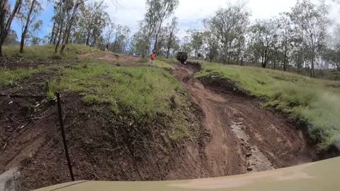 Unimog in a gully at Janowen Hills 4WD park