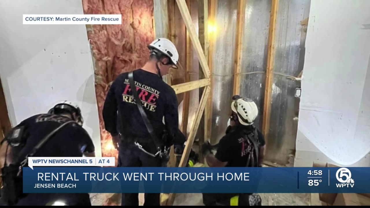 Driver of rental truck crashes into family's home in Jensen Beach