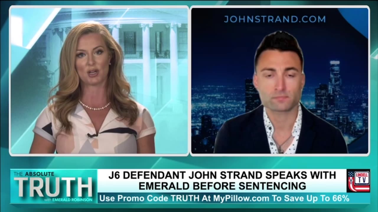 J6 DEFENDANT JOHN STRAND SPEAKS WITH EMERALD ROBINSON BEFORE SENTENCING