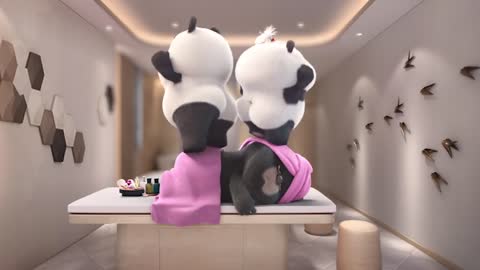 Dundun enjoys massage - Chinese Short Animation - 熊猫班卜 #animation #Stay #funny