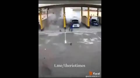 ELECTRIC VEHICLE EXPLODES AT CHARGING STATION - WATCH FOR THE RICOCHET