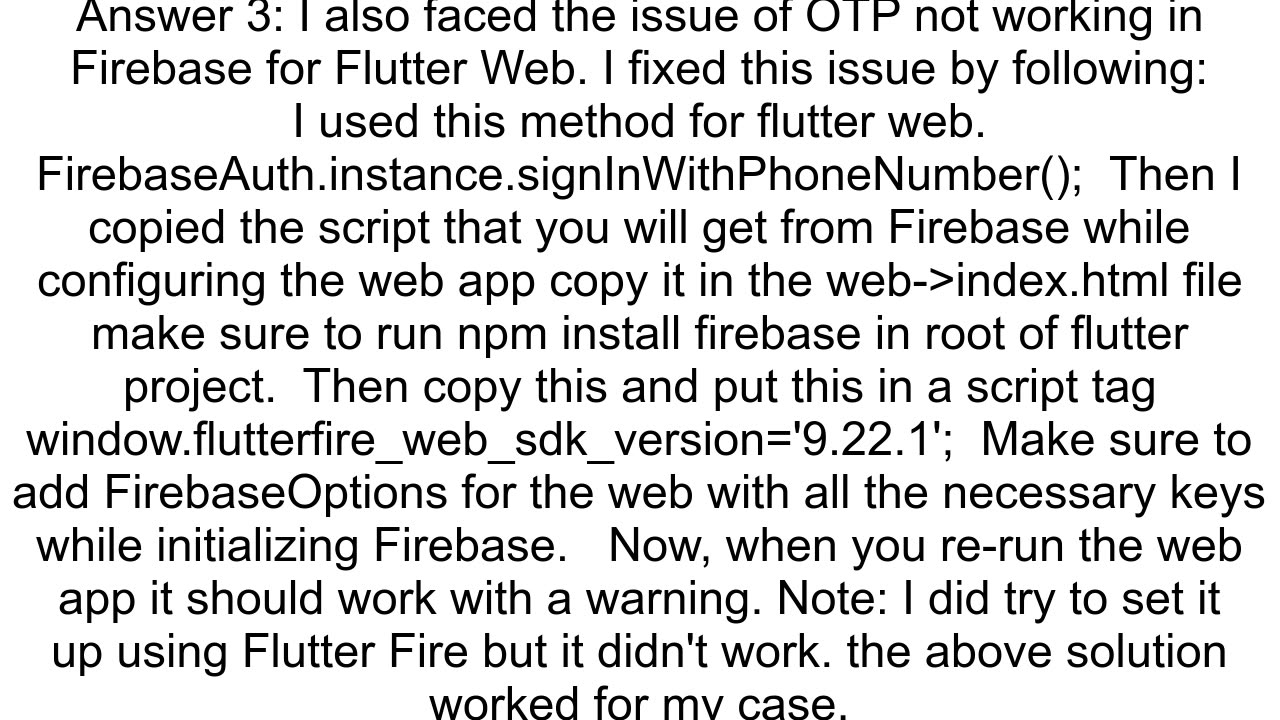 Firebase Phone Authorization Flutter Web