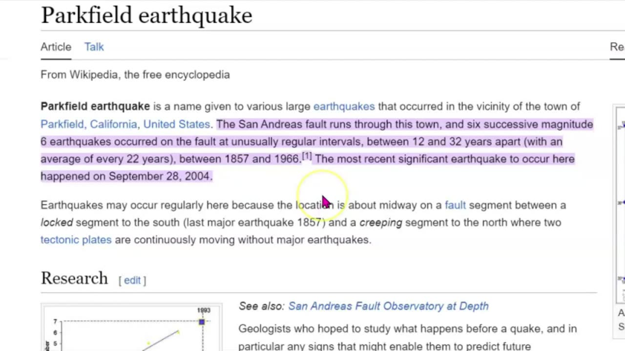 Earthquake Parkfield Ca. M 3.7