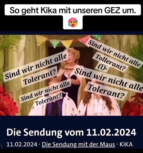 Das ist ja ekelhaft. Der TV-Sender Kika vergiftet Kinder mit woker Ideologie.