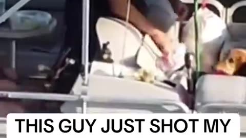 Guy shoots down a drone that is spying on him