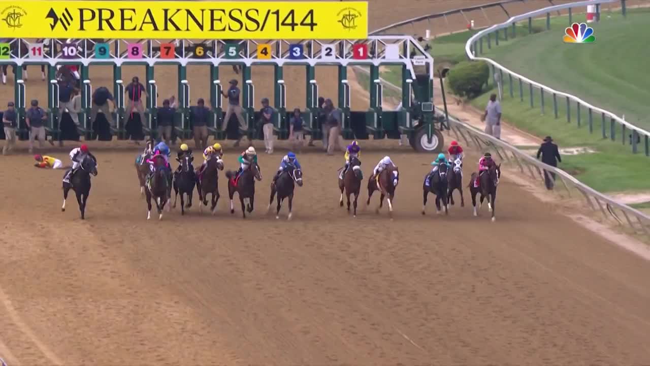 Preakness Stakes 2019 (FULL RACE), jockey John Velazquez thrown from horse | NBC Sports