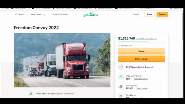 FREEDOMN CONVOY $2 MILLION RAISED SO FAR AND 6 MORE DAYS TO GO