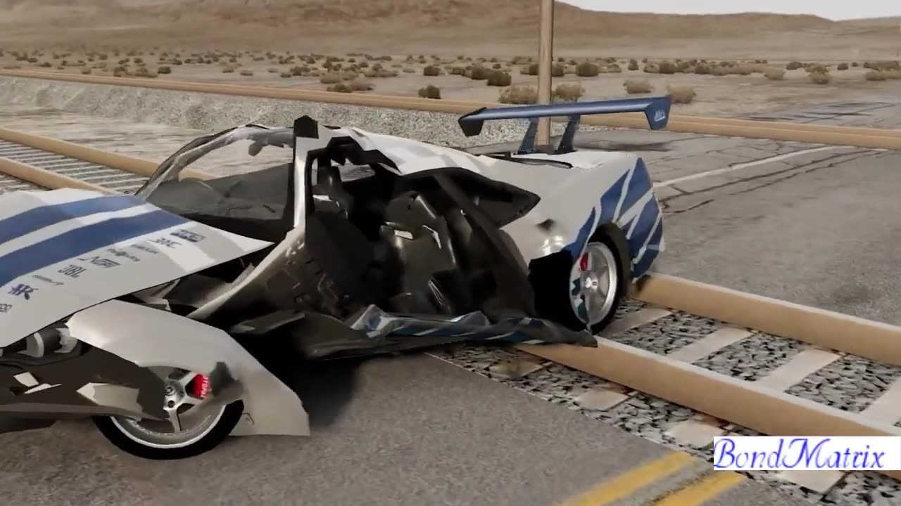 Cars vs Train Tracks - BeamNG