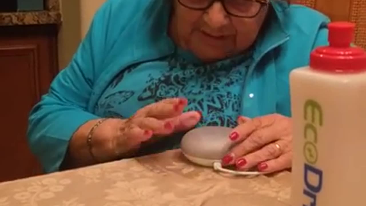 Italian grandmother learning to use Google home