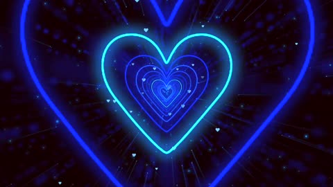 285. Heart Tunnel Background💙Blue Neon Heart