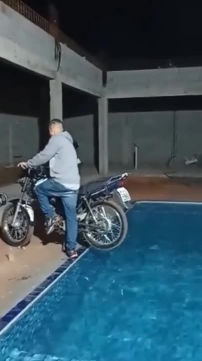 Motor bike running in swimming pool 😂😂