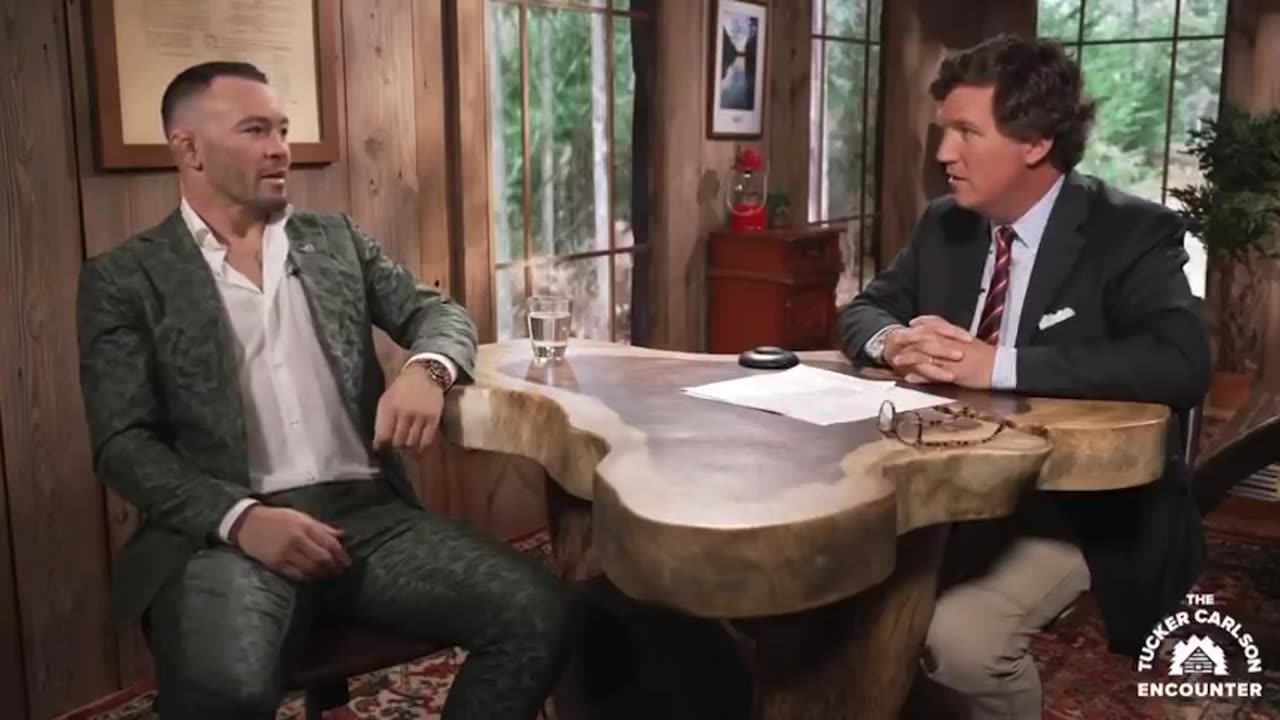 Colby Covington discussing the Ian Garry WAG story with Tucker Carlson