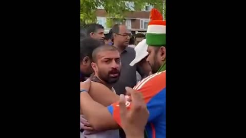 Moment Indian cricket fan falls off Queensbury station sign