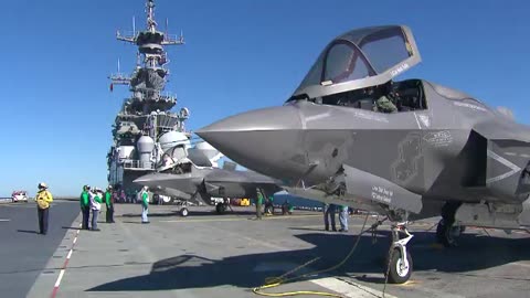 Joint Strike Fighters operate together aboard USS Wasp