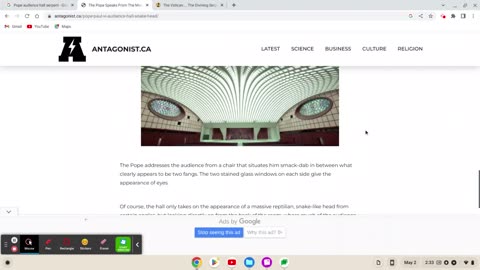 Pope Audience Hall A Serpent? Vaticanus also Means "Divining Serpent" In Latin