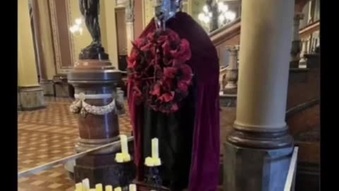 Satanic statue inside Iowa state capitol, another capitol you pay for.