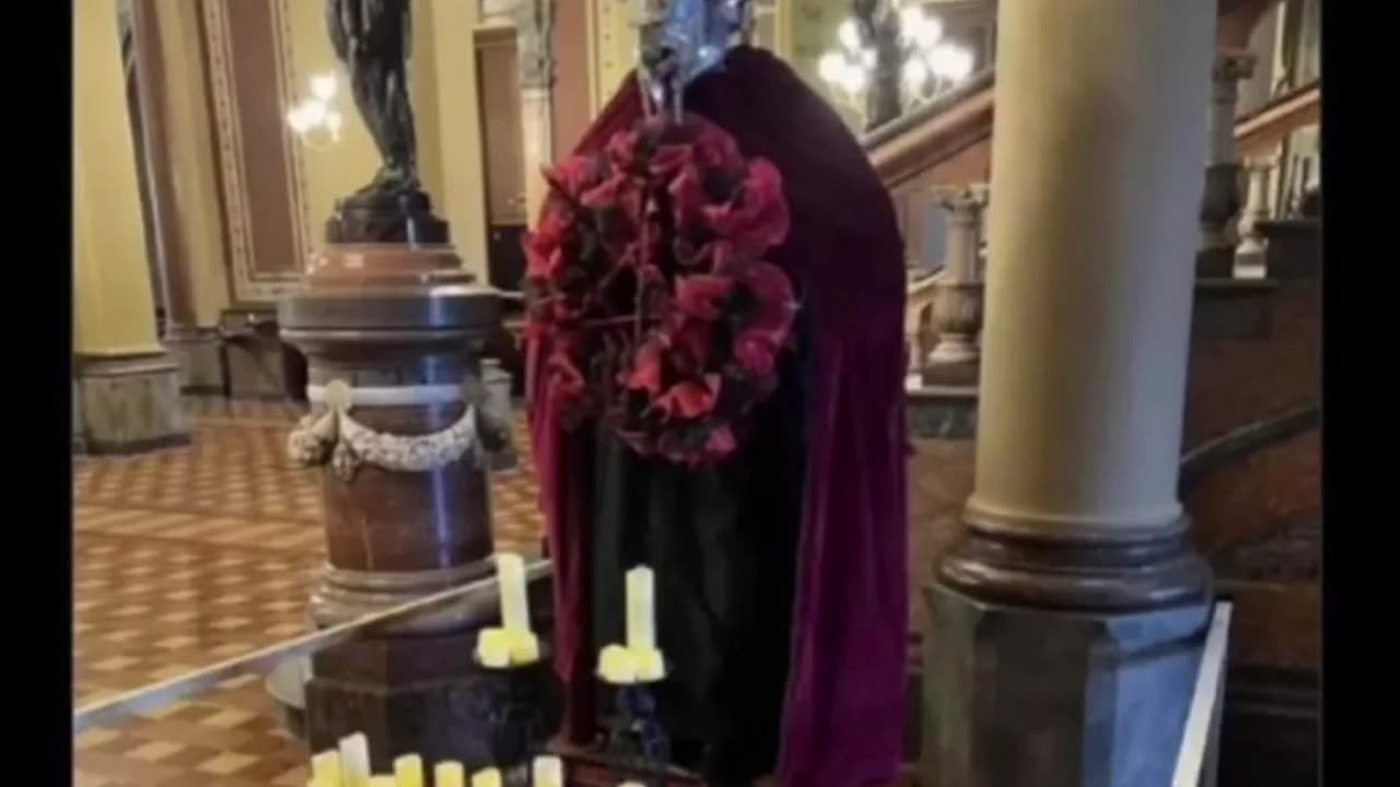 Satanic statue inside Iowa state capitol, another capitol you pay for.